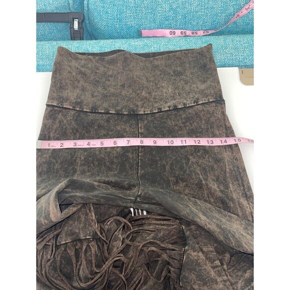 Womens Jacket Pant Set Size Medium Brown Fringed Yoga Open Front Long Sleeve USA - Picture 7 of 9